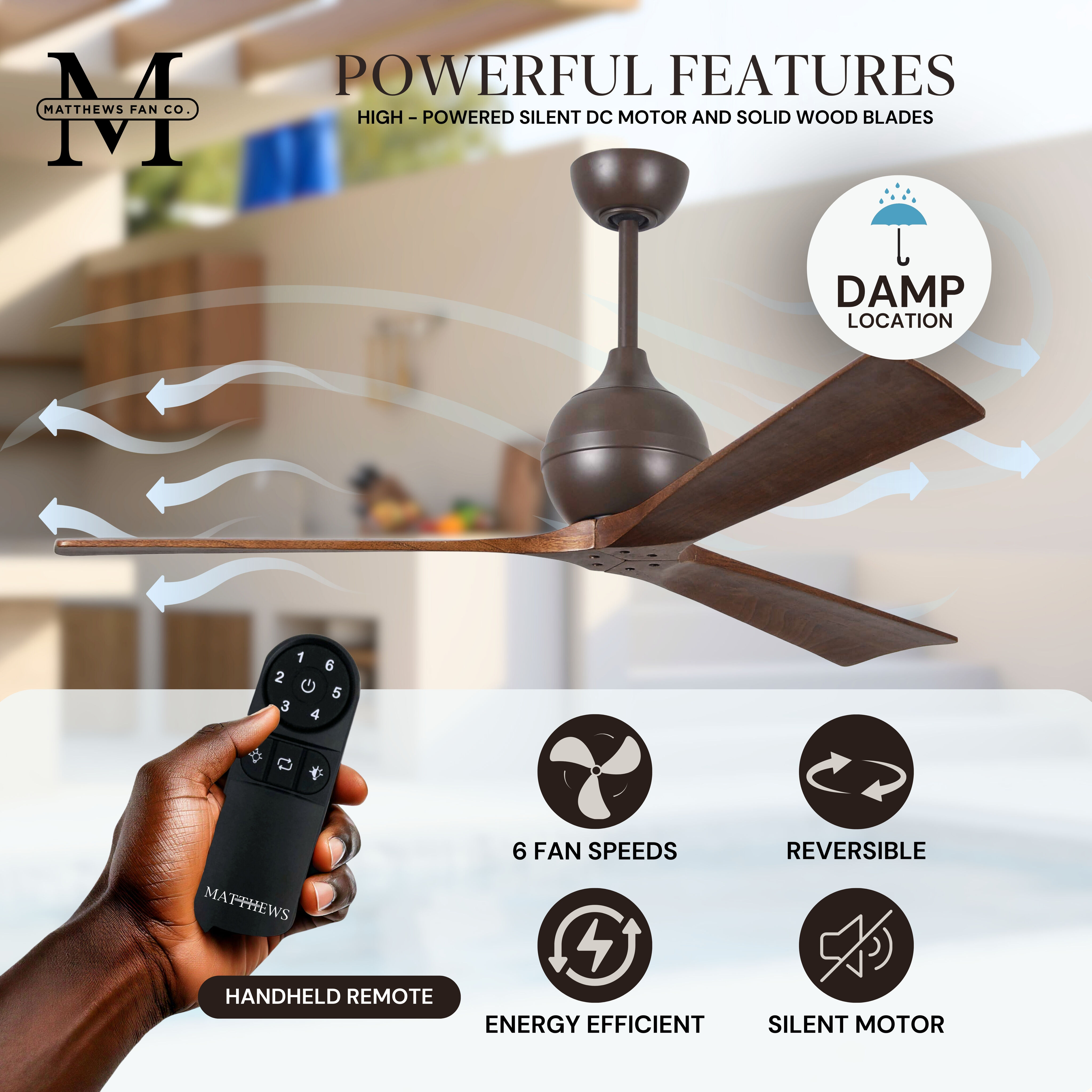 Atlas Irene-3 42 inch Textured Bronze with Walnut Tone Blades Paddle Fan, Paddle Fan